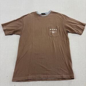 Vintage 90s Y2K Bossini M Brown Tee Shirt BSNJ Exclusive Contrast Stitching Cool